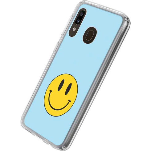 Blue Happy Face Galaxy A20 Clear Case